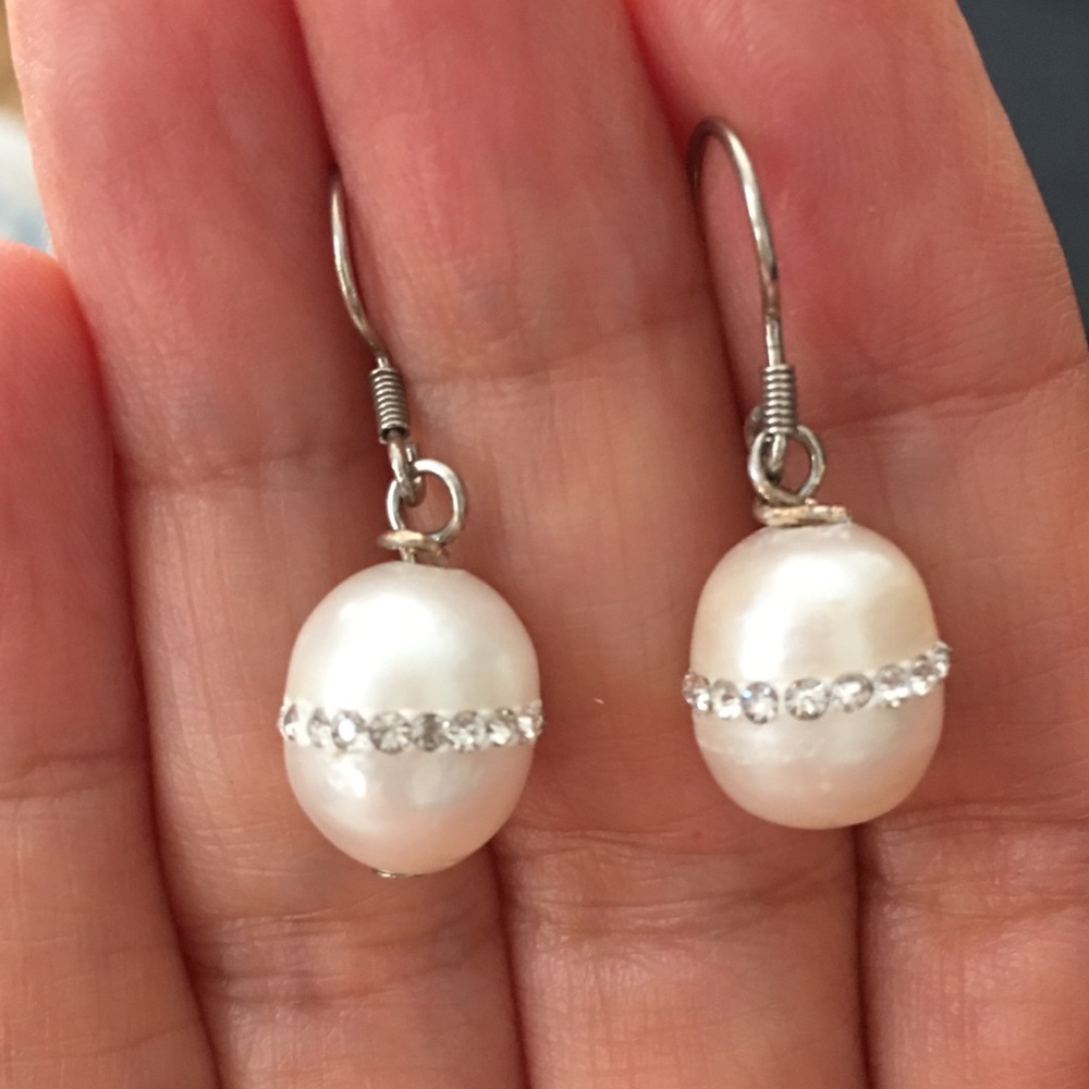 Cultured freshwater pearl 925 drop earrings - Picture 4 of 7